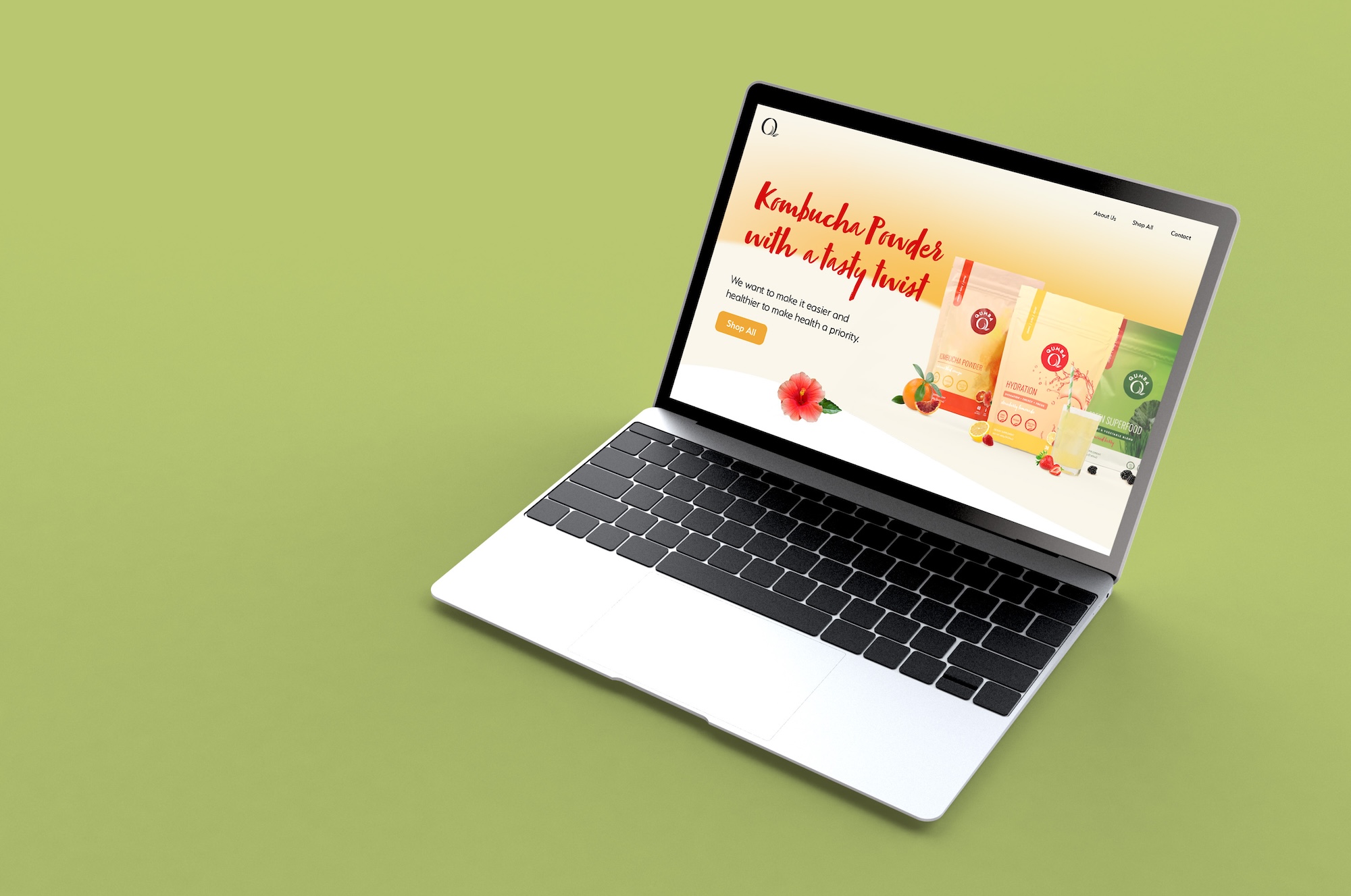 Qumba website — desktop design mockup